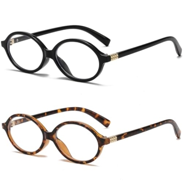 Breaksun Fashion Oval Glasses for Women Men Retro Round Tortoise Frame Blue Light Glasses Nerd Eyegl...