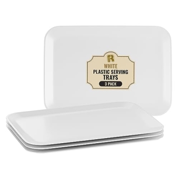 R-kay 3 Pack White Plastic Serving Trays - Elegant, Durable, Versatile for Any Occasion