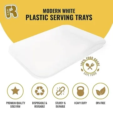 R-kay 3 Pack White Plastic Serving Trays for Every Event