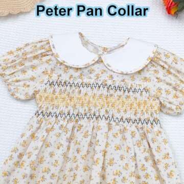 Easter Dresses for Toddler Girls Smocked Summer Spring Vintage Floral Church Holiday Yellow Dress for Little Girl Size 5 6