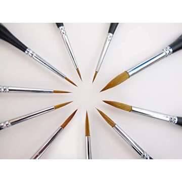 Kolinsky Sable Watercolor Brushes - 10pcs Premium Detail Brush Set for Artists