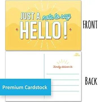 T MARIE 50 Hello Postcards - Bulk Assorted Greetings for Kids, Friends, Students, Teachers, and More - A Note to say Miss You, Thinking of You, Thank You, Happy Birthday, Summer Camp Greetings