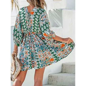 CUPSHE Women Casual Boho Floral Maxi Dress - Summer Floral Print Dress with Tie Front