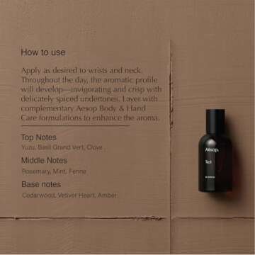 Aesop Tacit Eau de Parfum | Fresh Citrus & Green Fragrance with Yuzu, Vetiver, and Basil | Unisex | ...