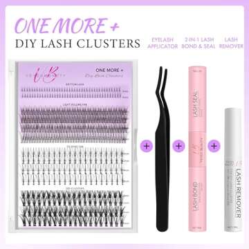 VEYESBEAUTY Lash Clusters Kit Natural Individual Lash Extensions One More+ DIY Wispy Faux Mink Lash ...