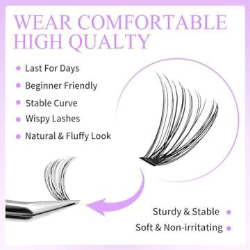 VEYESBEAUTY Lash Clusters Kit Natural Individual Lash Extensions One More+ DIY Wispy Faux Mink Lash Tray with Bond & Seal & Remover, Tweezer Multi-type Mix Bottom, Light Volume, 7D Spike, 20D Clusters