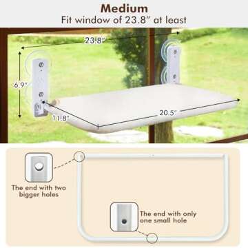 AMOSIJOY Cordless Cat Window Perch, Cat Hammock for Wall with 4 Strong Suction Cups, Solid Metal Fra...