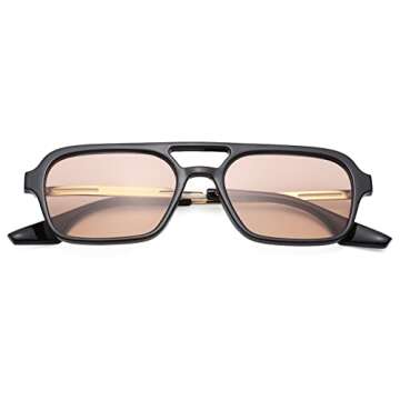 Pro Acme Vintage 70s Flat Pilot Aviator Sunglasses for Women Men, Small Frame Square Sunglasses UV40...