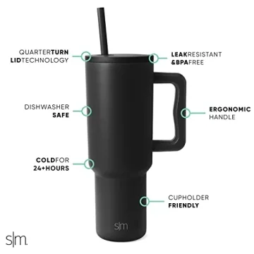 Modern 40 oz Insulated Tumbler with Handle and Straw