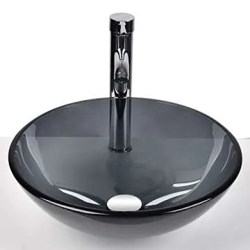 Puluomis Round Vessel Sink with Faucet & Drain - Stylish Design
