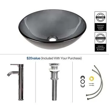 Puluomis Round Vessel Sink with Faucet & Drain - Stylish Design