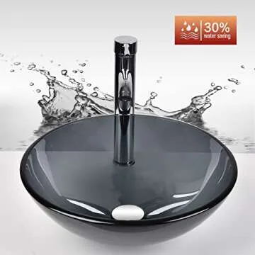 Puluomis Round Vessel Sink with Faucet & Drain - Stylish Design