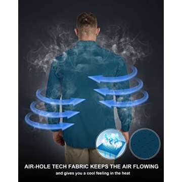 33,000ft Men's Long Sleeve Sun Protection Shirt UPF 50+ UV Quick Dry Cooling Fishing Shirts for Trav...