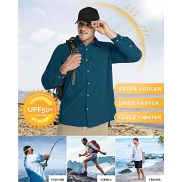 UPF50+ Men's Sun Protection Shirt for Fishing & Hiking