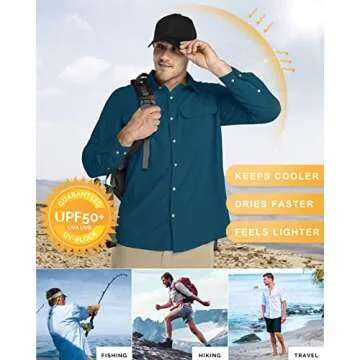 UPF50+ Men's Sun Protection Shirt for Fishing & Hiking