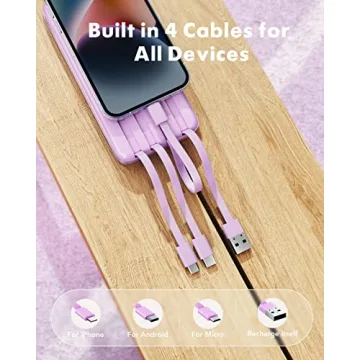 Portable Charger with Built-In Cables 10000mAh Power Bank