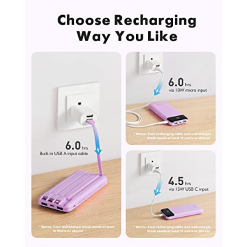 Portable Charger with Built-In Cables 10000mAh Power Bank
