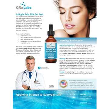 QRxLabs Salicylic Acid 20% Gel Peel | 20% Salicylic Acid with Tea Tree Oil and Green Tea Extract - P...