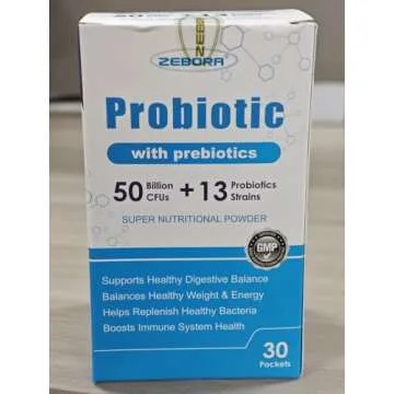 ZEBORA Probiotics for Women, Men and Kids, Prebiotics and Probiotics Powder for Digestive and Immune...