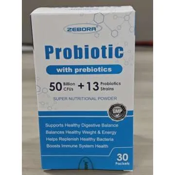 ZEBORA Probiotics for Women, Men and Kids, Prebiotics and Probiotics Powder for Digestive and Immune Gut Health - Support Healthy-Respiratory-System Gluten Free and Non GMO, 30 Packets