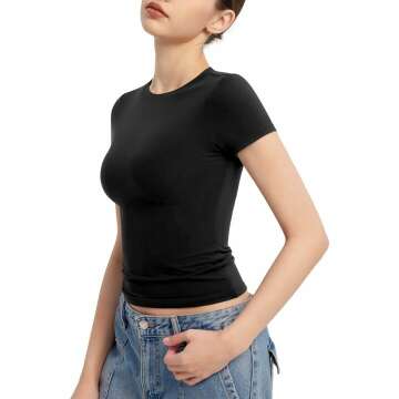 PUMIEY Women's Crew Neck Slim Fit Basic T-Shirt