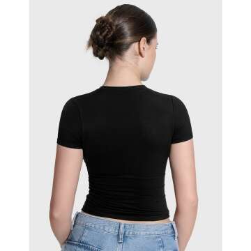 PUMIEY Women's Crew Neck Slim Fit Basic T-Shirt