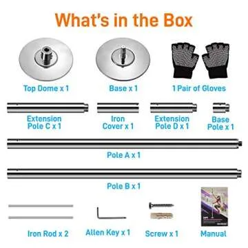 SereneLife Professional Spinning Dance Pole, 45mm Portable Exercise Pole for Fitness – Durable Steel Build, Anti-Rust Finish, Suitable for Home, Club, Gym, Party, Pub