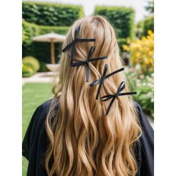 XFYUZR Hair Accessories for Women and Girls: Long Ponytail Holders, Small Black Claw Clips, Barrette...