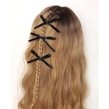 XFYUZR Hair Accessories for Women and Girls: Long Ponytail Holders, Small Black Claw Clips, Barrettes, and Ribbon Bow Hair Clips - 10Pcs Set