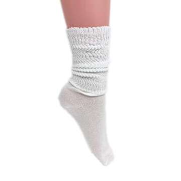 AWS Cotton Lightweight Slouch Socks for Women - 3 Pairs (White)