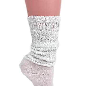 Lightweight Cotton Slouch Socks for Women - 3 Pairs White