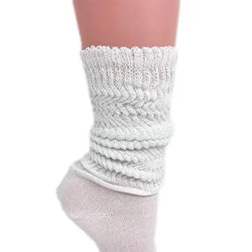 Lightweight Cotton Slouch Socks for Women - 3 Pairs White