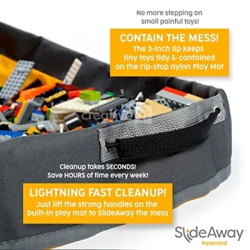 Creative QT SlideAway Toy Storage Organizer & Play Mat for Kids - Organizer Storage Bin - Kids Toy Box for Boys & Girls - Playroom Bin - Holders for Kid Rooms, Classrooms, Teachers - Beige