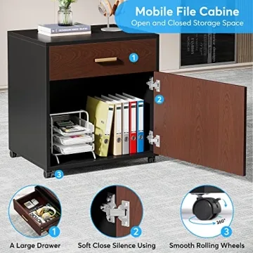 Tribesigns Executive L-Shaped Desk with File Cabinet