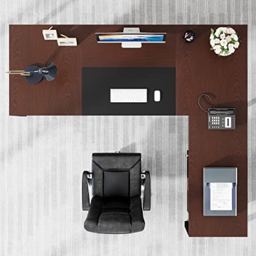Tribesigns Executive L-Shaped Desk with File Cabinet