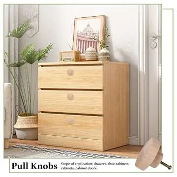 RDEXP Home Accessory 50x25mm Wooden Hardware Round Pull Knobs for Cabinet Drawer Cupboard Cabinet Do...