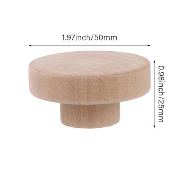 RDEXP Home Accessory 50x25mm Wooden Hardware Round Pull Knobs for Cabinet Drawer Cupboard Cabinet Door Set of 10