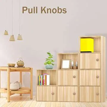 RDEXP Home Accessory 50x25mm Wooden Hardware Round Pull Knobs for Cabinet Drawer Cupboard Cabinet Door Set of 10