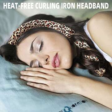 BATOUDE Heatless Curling Rod Headband No Heat Silk Ribbon Curling Rod Hair Roller Curls with Hair Claw Clip Lazy Natural Soft Wave DIY Hair Rollers Styling Tool for Sleep in Overnight (Bao)