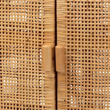 Baxton Studio Vivan Modern Bohemian Natural Brown Rattan and Mahogany Wood Storage Cabinet