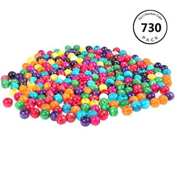 730pcs 10mm Assorted Color Wooden Beads, Painted Round Wooden DIY Craft Production Project Large Hol...