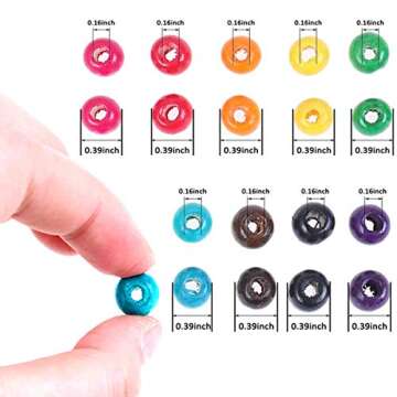 730pcs 10mm Assorted Color Wooden Beads, Painted Round Wooden DIY Craft Production Project Large Hole Wooden Spacer Beads for Kids and Adult Jewelry Making Supplies