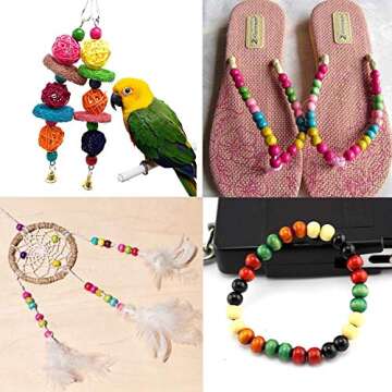 730pcs 10mm Assorted Color Wooden Beads, Painted Round Wooden DIY Craft Production Project Large Hole Wooden Spacer Beads for Kids and Adult Jewelry Making Supplies