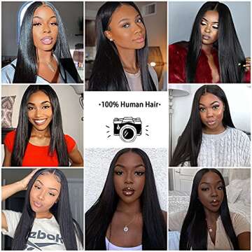 CanaryFly U Part Wigs Human Hair Wigs For Black Women Brazilian Straight Human Hair Wigs None Lace Front Wigs Glueless Natural Color U-part Wigs Hair Extension Clip(20inch, U-Part wig)