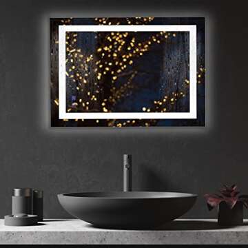 Bonnlo Led Mirror for Bathroom, 32"×24" (800×600mm)Defogger Led Bathroom Mirror Backlit Mirror Bat...