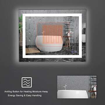 Bonnlo Led Mirror for Bathroom, 32"×24" (800×600mm)Defogger Led Bathroom Mirror Backlit Mirror Bathroom Lighted Bathroom Mirror Led Vanity Mirror, Lighted Wall Mirror with Touch Screen/Dimmable Lights