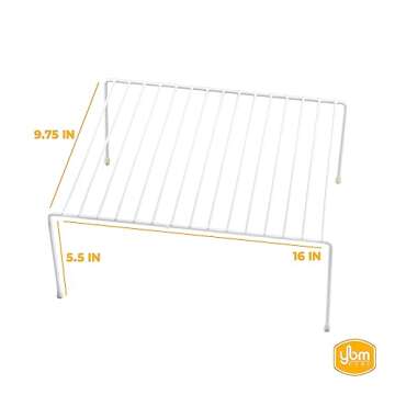 YBM HOME White Wire Cabinet Helper Shelf Organizer and Storage Rack Helper for Kitchen, Expandable K...