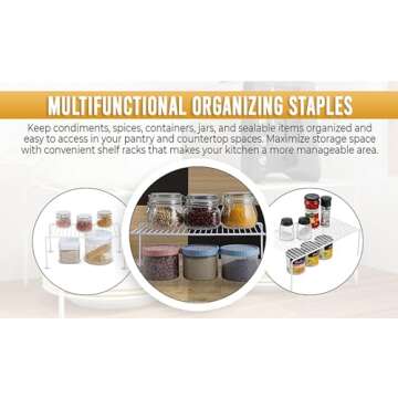 YBM HOME White Wire Cabinet Helper Shelf Organizer and Storage Rack Helper for Kitchen, Expandable Kitchen Counter and Cabinet Shelf (1, 16" L x 9.75" W x 5.5" H)