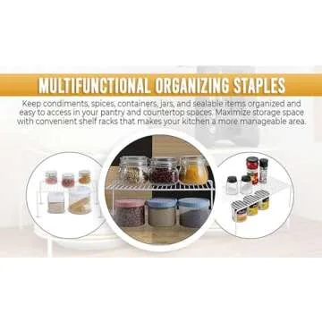 YBM HOME White Wire Cabinet Helper Shelf Organizer and Storage Rack Helper for Kitchen, Expandable Kitchen Counter and Cabinet Shelf (1, 16" L x 9.75" W x 5.5" H)