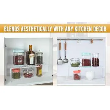 YBM HOME White Wire Cabinet Helper Shelf Organizer and Storage Rack Helper for Kitchen, Expandable Kitchen Counter and Cabinet Shelf (1, 16" L x 9.75" W x 5.5" H)